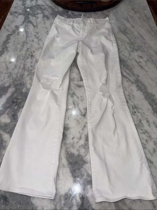 Express Denim - Express White Distressed Boot Cut Jeans